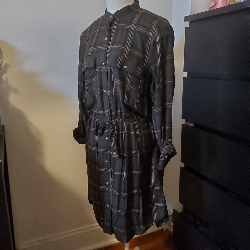 Green plaid dress